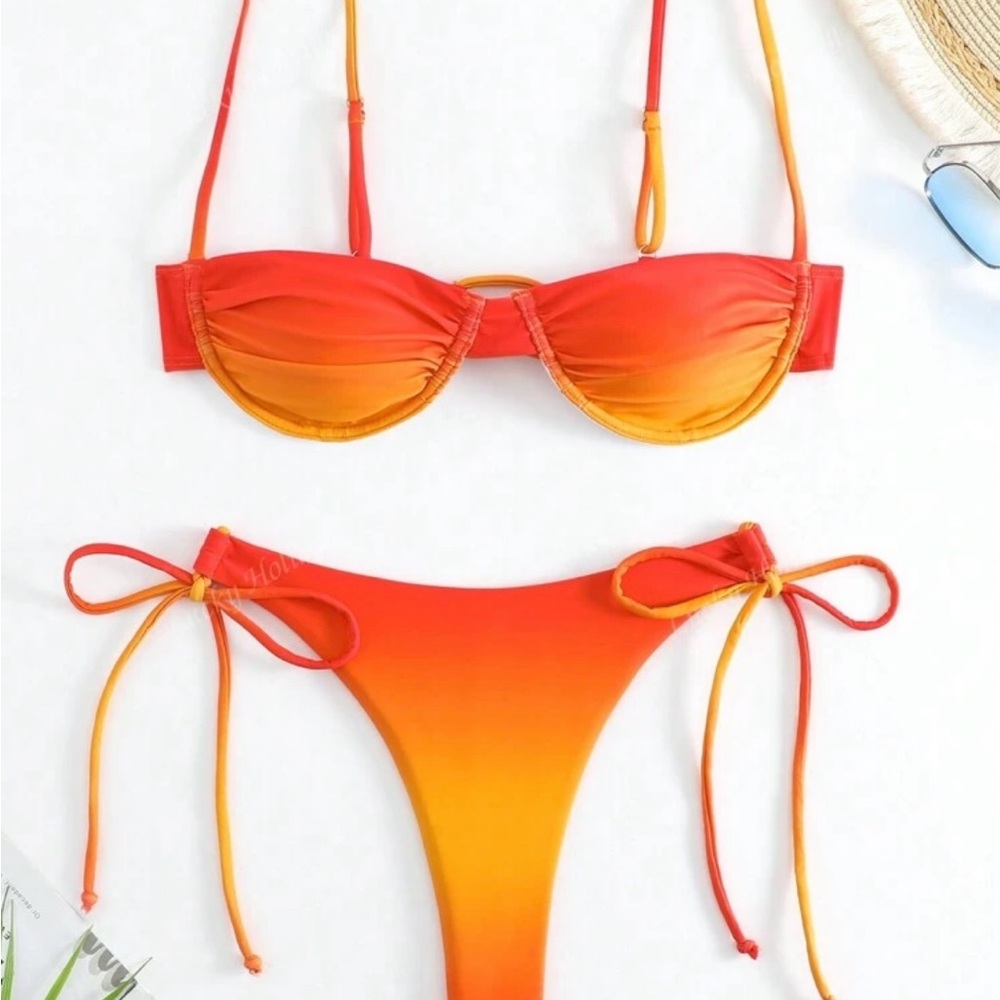 Red and Orange Bikini Set